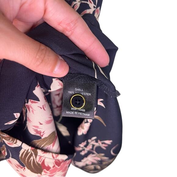 Stitch Fix 41Hawthorn Dark Navy Pink Floral Button Down Knee Length Dress Small - Picture 9 of 11